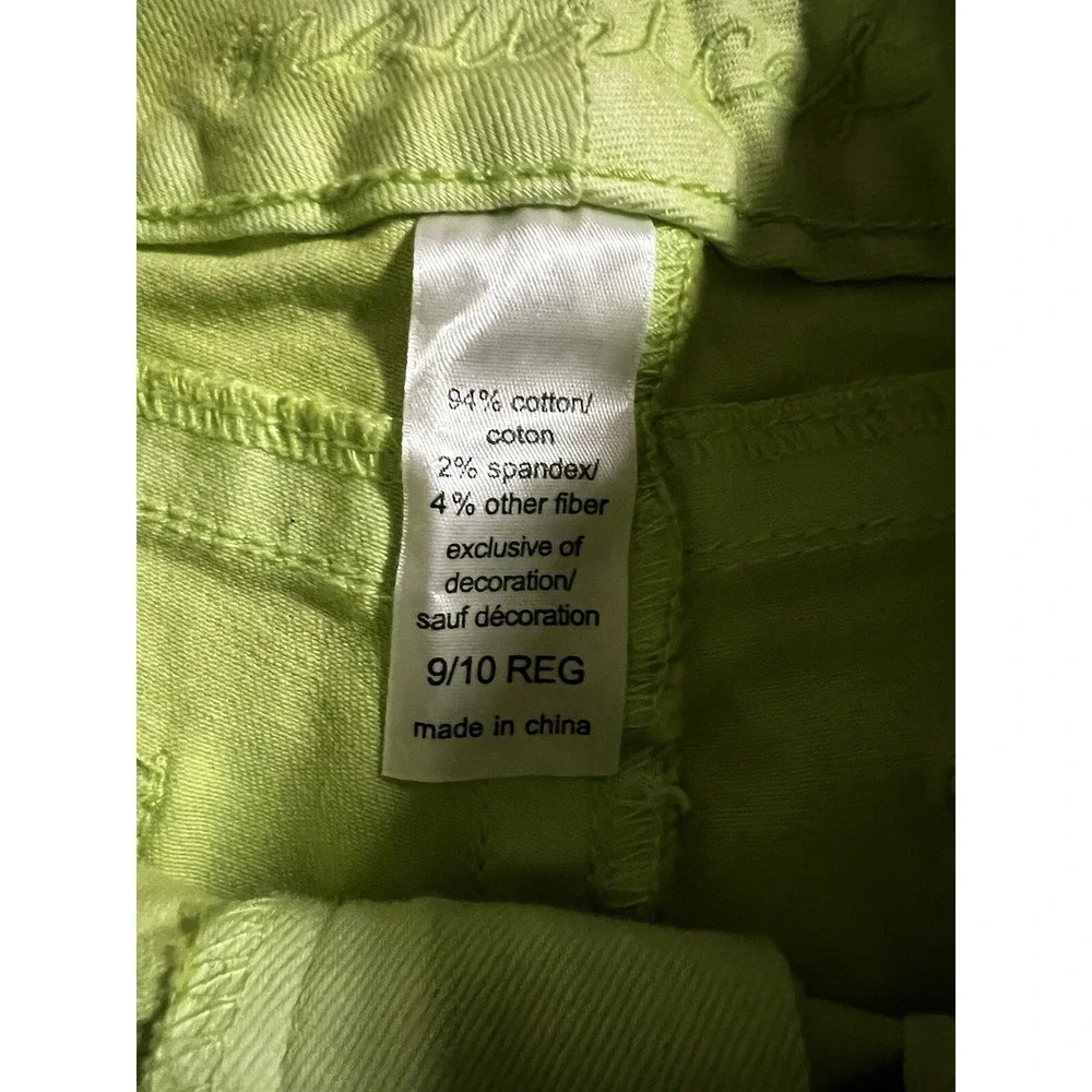 Maurices Women's Neon Green Jean Shorts Frayed Jewel Size 3/4 REG‎ Cut-offs NWT